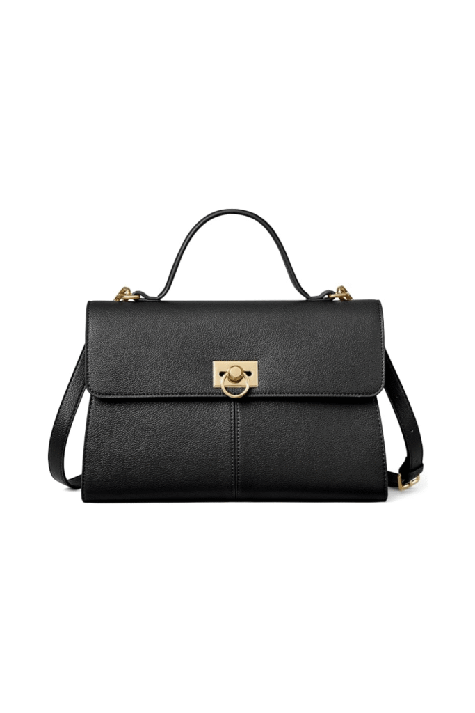 Black structured top-handle handbag